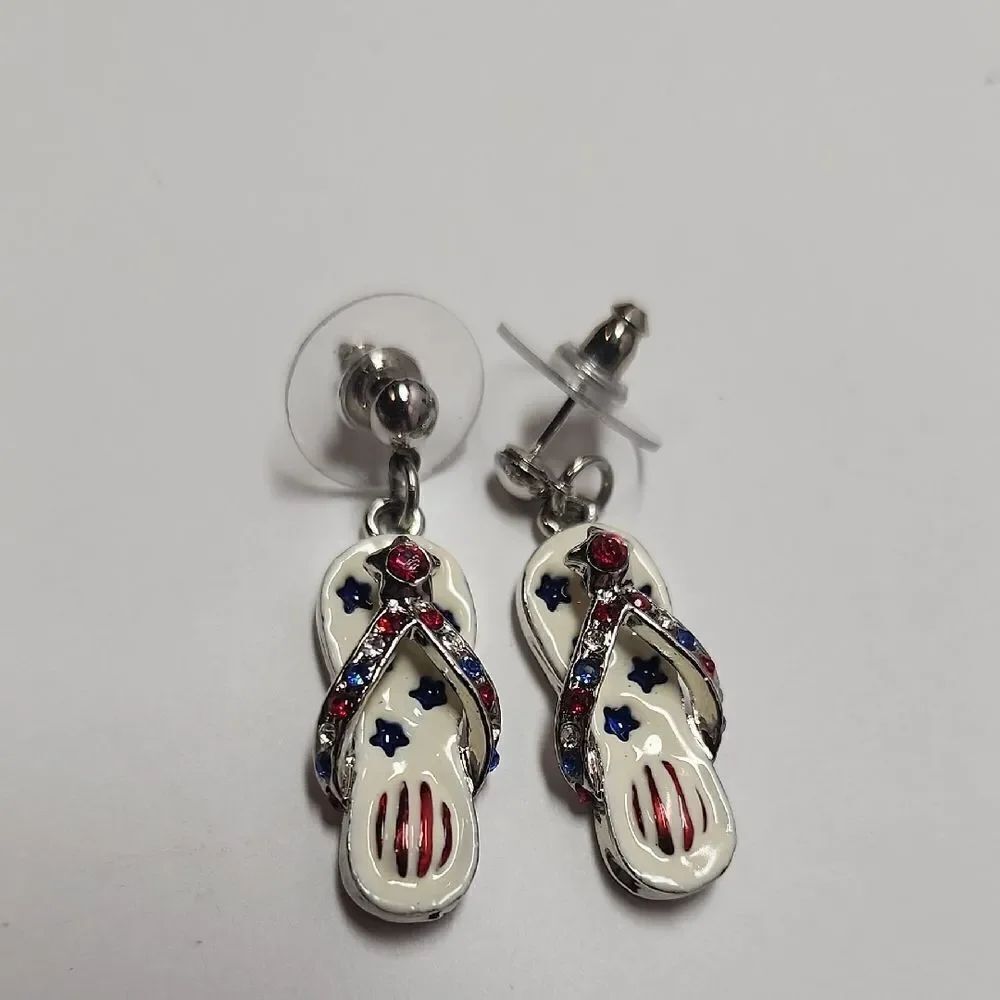 Red White and Blue Flip Flop Earrings